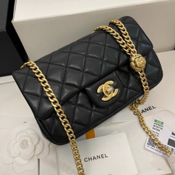 CHANEL Classic Flap CF 23S Shoulder Crossbody Bag Women's Black - Picture 1 of 9